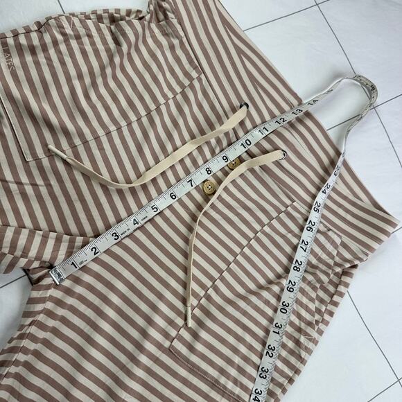 Lates by Kate Pajama Pants Womens Medium Tan Cream Striped Lounge Soft Jogger - Picture 7 of 10